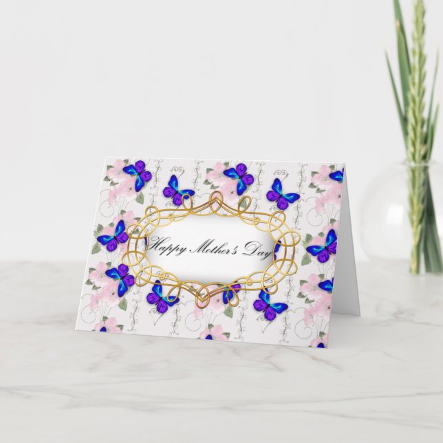 Muttertag der Blauen Schmetterlinge Karte (Vorderseite)