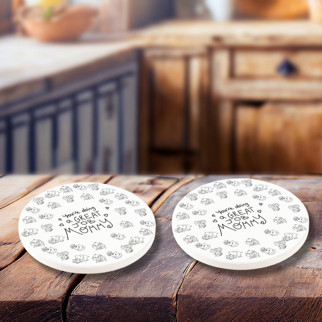 Muttertag der Elefanten Getränkeuntersetzer (Elephant Mum & Me Mother's Day round Coaster)