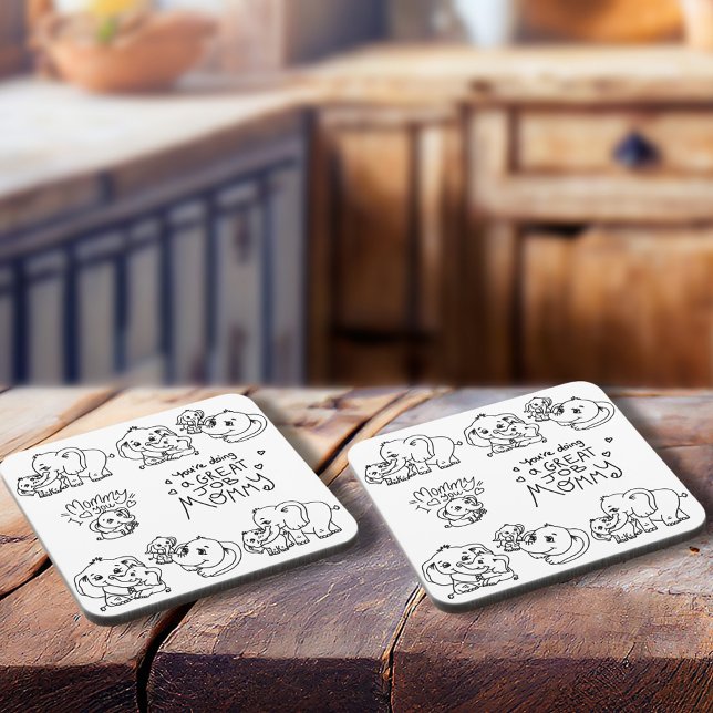 Muttertag der Elefanten Getränkeuntersetzer (Elephant Mum & Me Mother's Day Beverage Coaster)