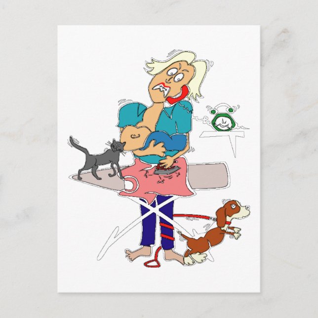 Muttertag der geschäftigen Mama, ZSSG Postkarte (Vorderseite)