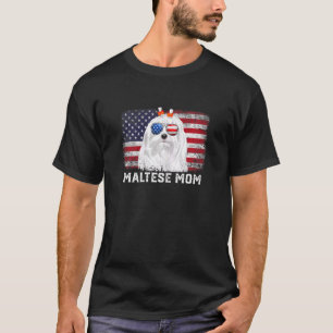 Muttertag der maltesischen Mama Amerikanische Flag T-Shirt