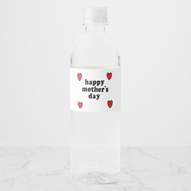 Muttertag der Roten Herzen Wasserflaschenetikett (Vorderseite)