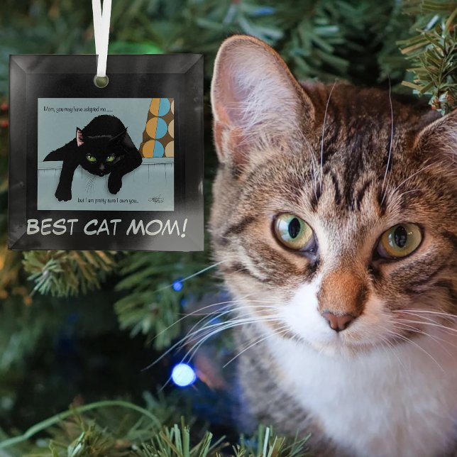 Muttertag der Schwarzen Katze Ornament Aus Glas (Von Creator hochgeladen)