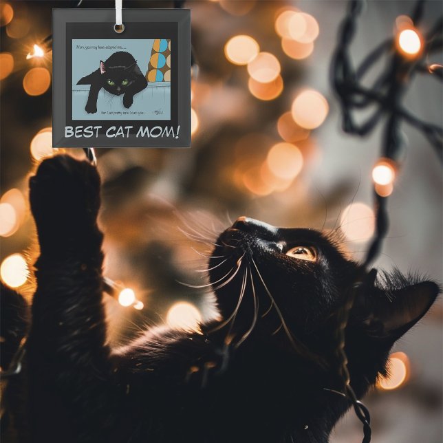 Muttertag der Schwarzen Katze Ornament Aus Glas (Von Creator hochgeladen)