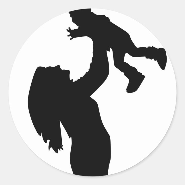 Muttertag der Sohn-Silhouette Muttertag Runder Aufkleber (Vorderseite)