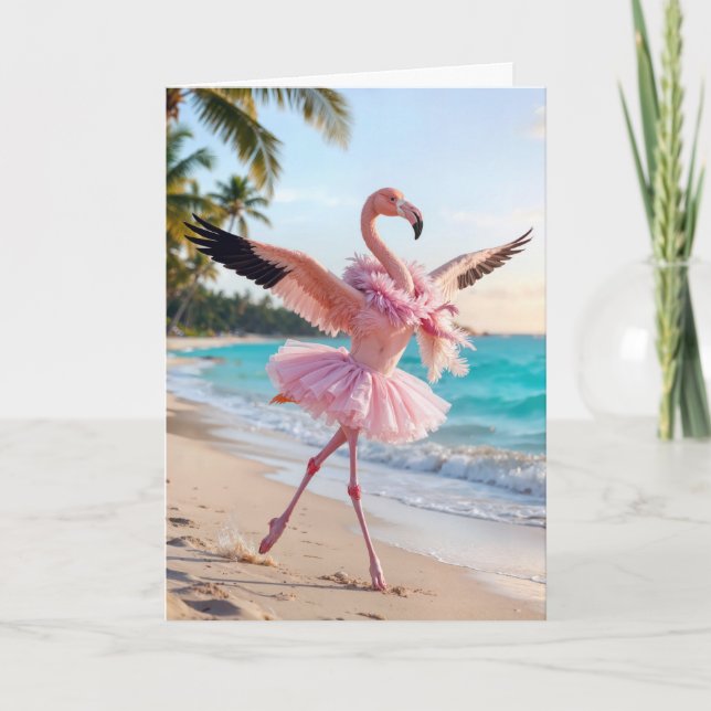 Muttertag Flamingo in einem rosa Tutu Karte (Vorderseite)