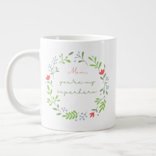 Muttertag floral grüne Superheldin-Mutter Jumbo-Tasse