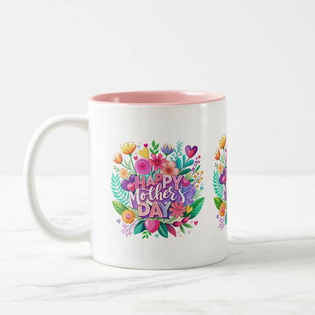 Muttertag florales Muttertagsgeschenk Zweifarbige Tasse (Links)