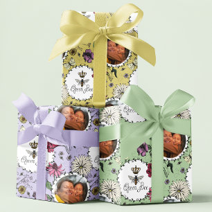 Muttertag Foto Queen Bee Floral Geschenkpapier Set
