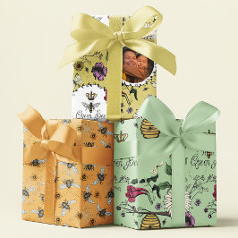 Muttertag Foto Queen Bees and Bies Floral Geschenkpapier Set
