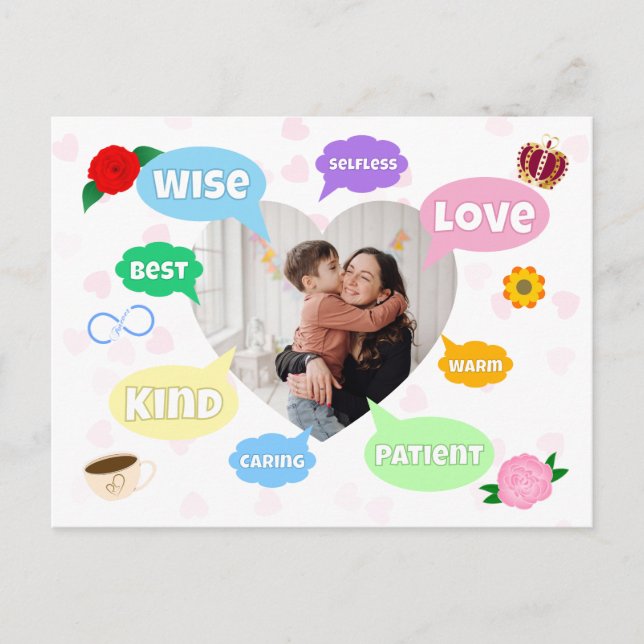 Muttertag Foto Wortwolken Beste Mutter Mama Postkarte (Vorderseite)
