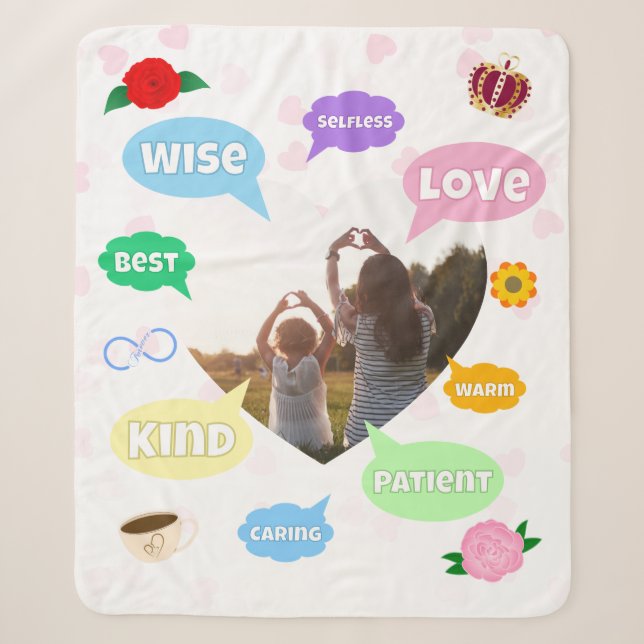 Muttertag Foto Wortwolken Beste Mutter Sherpadecke (Vorderseite)
