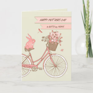 Muttertag für beide Mamas Fahrrad mit Blume Karte