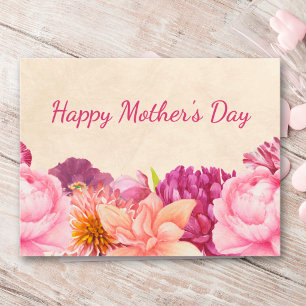 Muttertag für Mama Pink Pfingstrose Blumen Elegant Feiertagspostkarte