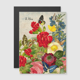 Muttertag-Garten Nelken Rosen Schmetterlinge Magnetkarte