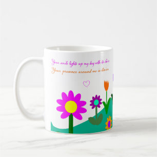 Muttertag Gedicht und blühender Hügel Kaffeetasse