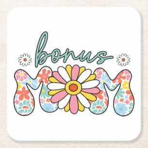 Muttertag Geschenk   Bonus Mama Rechteckiger Pappuntersetzer