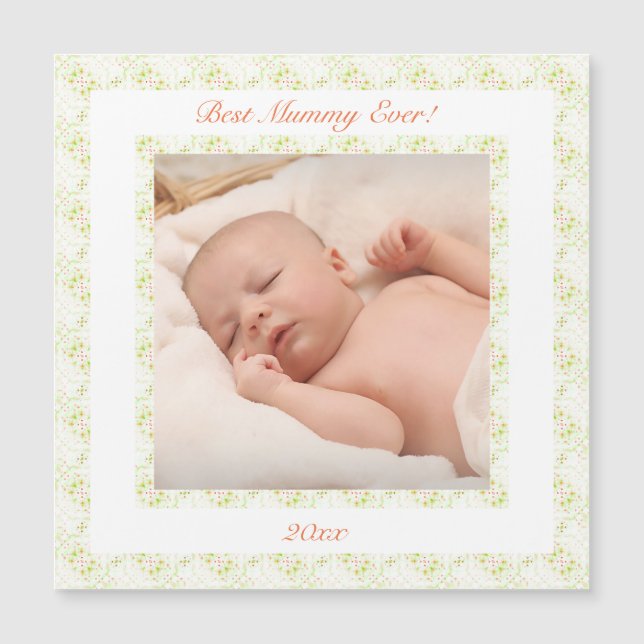 Muttertag Grün beste Mama-Mama-Foto-Geschenk Magnetkarte (Vorderseite)