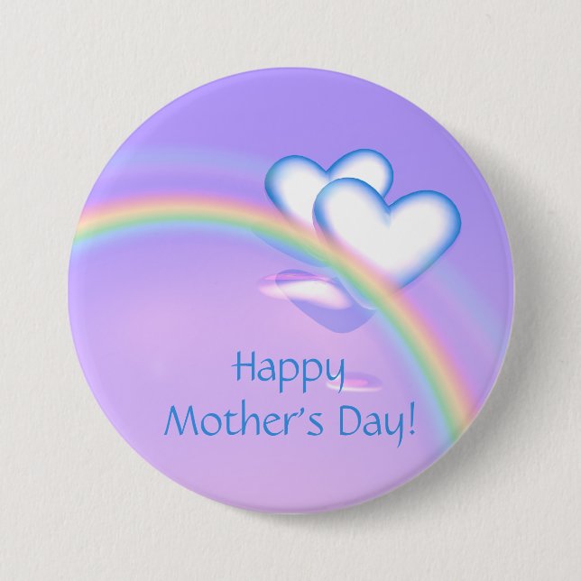 Muttertag Herzen auf Regenbogen Button (Vorderseite)