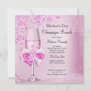 Muttertag Hübsch Rosa Champagner Brunch Einladung