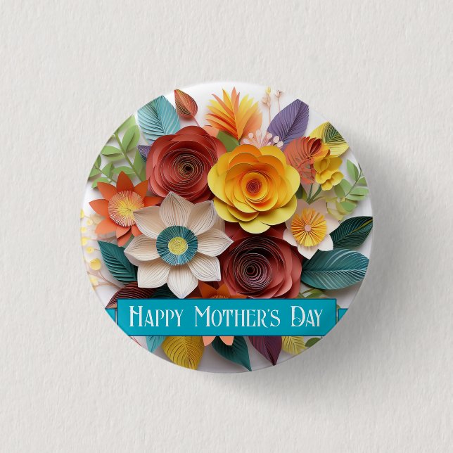 Muttertag im Origami-Stil Button (Vorderseite)