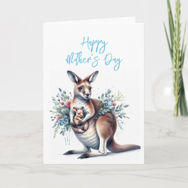 Muttertag Kangaroo Grußkarte Dankeskarte (Vorderseite)