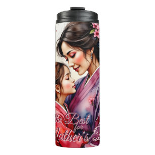 Muttertag Kimono Kunst mit floraler Embrace Thermosbecher