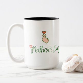 Muttertag Koreanischer Fingerherz Minimalistischer Zweifarbige Tasse