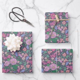 Muttertag Lila Papierlüfter rosa Fuschia Geschenkpapier Set