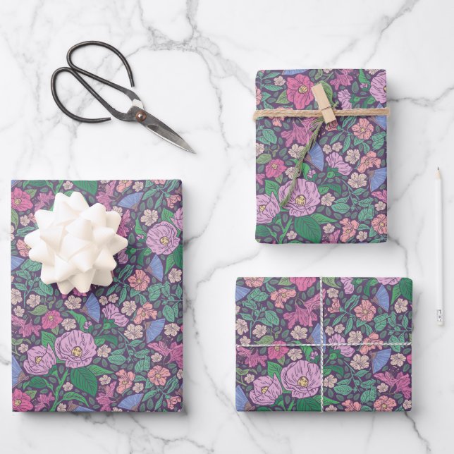Muttertag Lila Papierlüfter rosa Fuschia Geschenkpapier Set (Vorderseite)