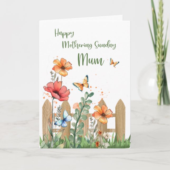 Muttertag-Mama-Blumen und Schmetterlinge Karte (Vorderseite)