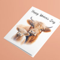 Muttertag Mama Highland Kuh und Kalb