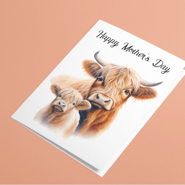 Muttertag Mama Highland Kuh und Kalb Karte (Von Creator hochgeladen)