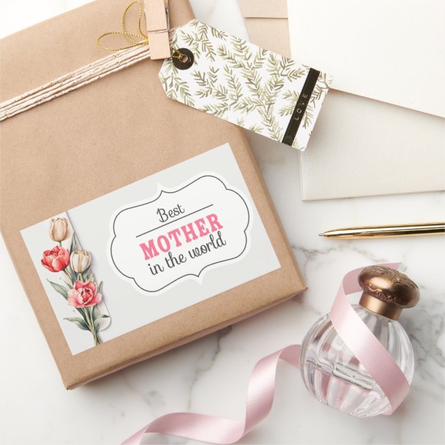 Muttertag Mami Aquarell zeichnend Tochter. Rechteckiger Aufkleber (Schenken)