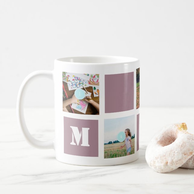 Muttertag Mauve 5 Fotos Mama Collage Tasse (Mit Donut)