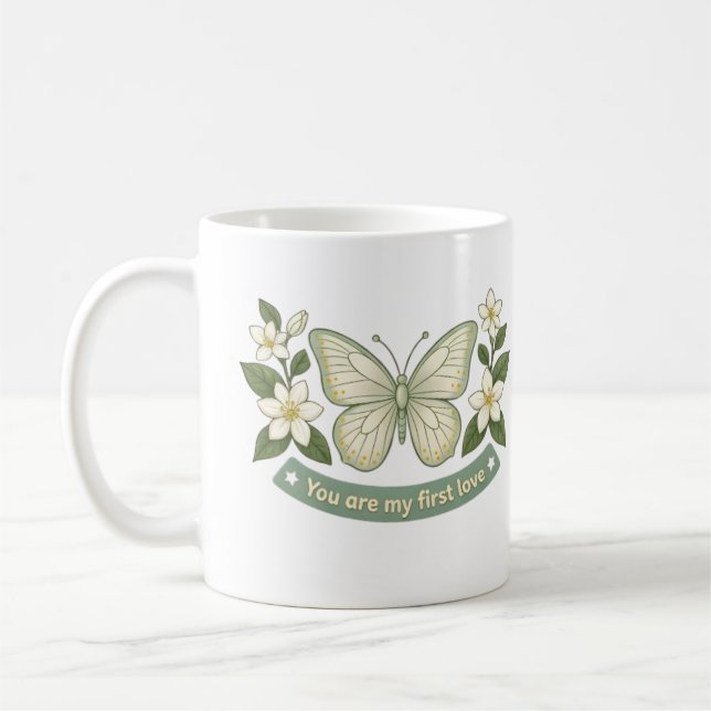 Muttertag - Mein erster Liebesschmetterling Floral Kaffeetasse (Links)