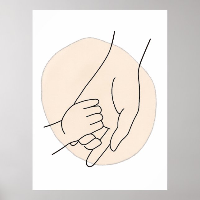 Muttertag Minimalistische Eltern-Kind-Linienkunst Poster (Vorne)