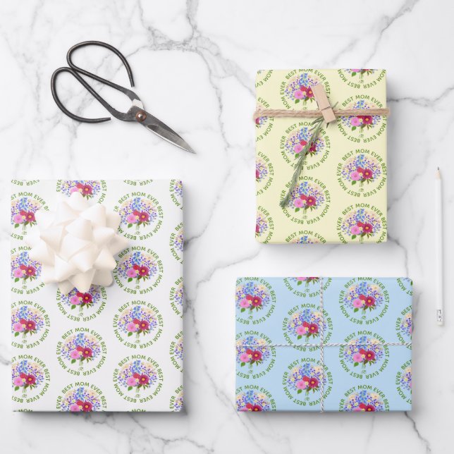 Muttertag mit Blumenstrauss Geschenkpapier Set (Vorderseite)