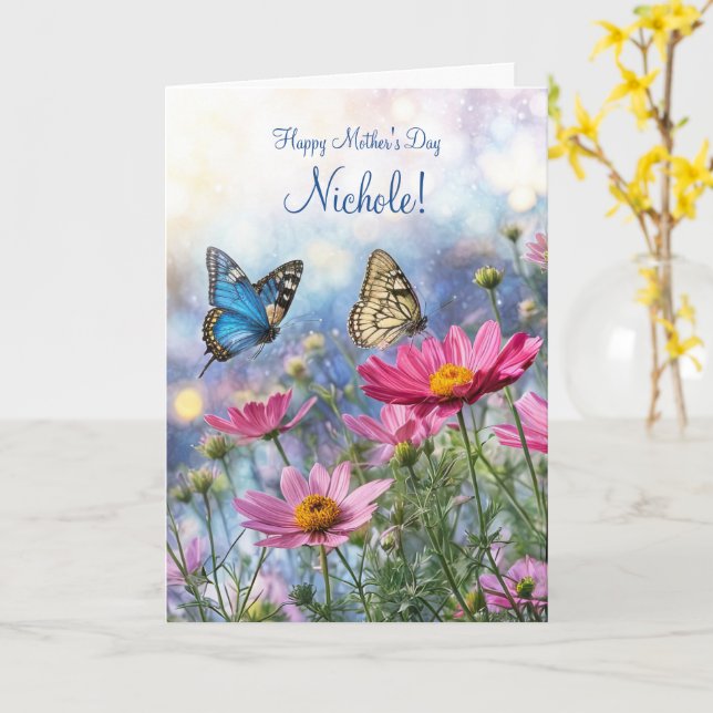 Muttertag mit individuellem Namen schöne Blumen  Karte (Gelbe Blume)