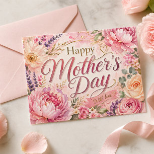 Muttertag Mit Liebe Blush Wasserfarbe Pfingstrose Postkarte