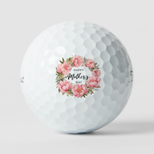 Muttertag mit rosa Blume Golfball (Vorderseite)