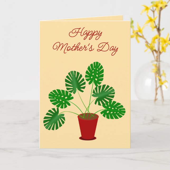 Muttertag Monstera Pflanze Custom Karte (Gelbe Blume)