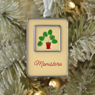 Muttertag Monstera Pflanze Custom Rahmen-Ornament Silber