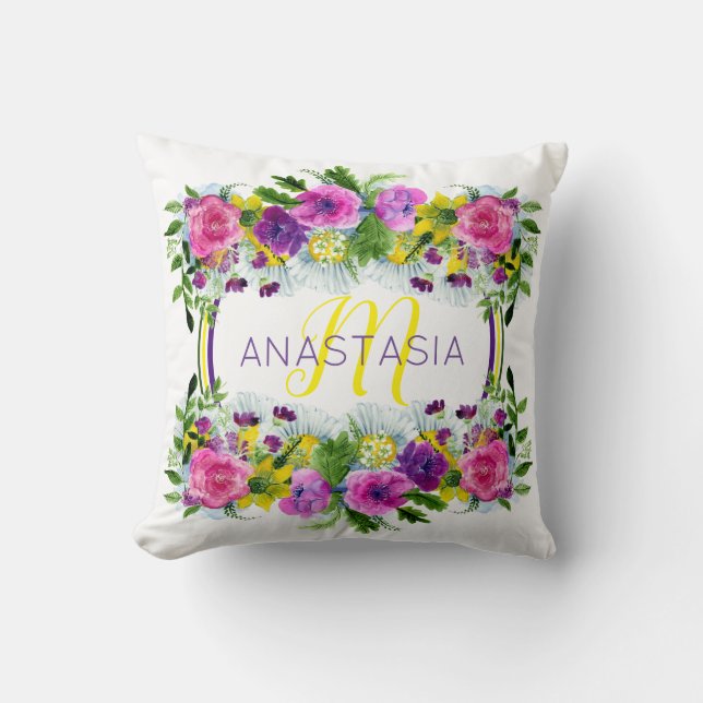 Muttertag Muttertag Sonntag Wasserfarbenmonogramm Kissen (Vorderseite)