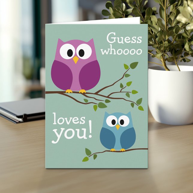 Muttertag - Niedliche Eulen Karte (Personalized Mother's Day Greeting Card)