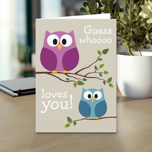 Muttertag - Niedliche Eulen Karte (Personalized Mother's Day Greeting Card)