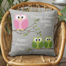 Muttertag - Niedliche Eulen - Wer Sie Liebe Kissen