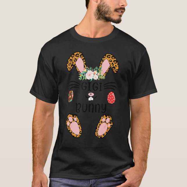 Muttertag Ostern Blume Nana Leopard Bunny T-Shirt (Vorderseite)
