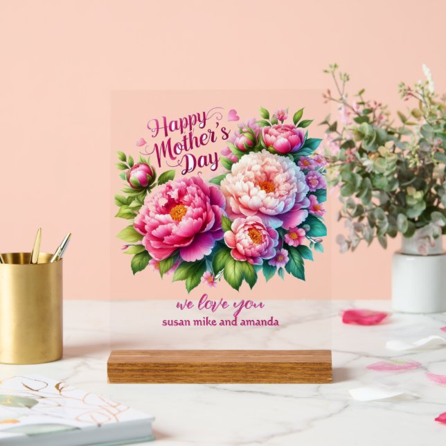 Muttertag Personalisiertes Peony Akryllisches Zeic Acrylschild (Hochzeit)