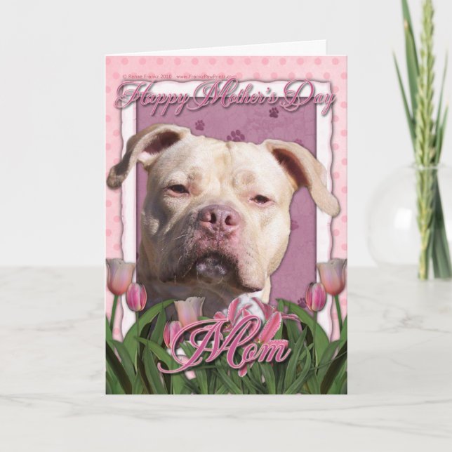 Muttertag - Pink Tulips - Pitbull - Jersey Girl Karte (Vorderseite)